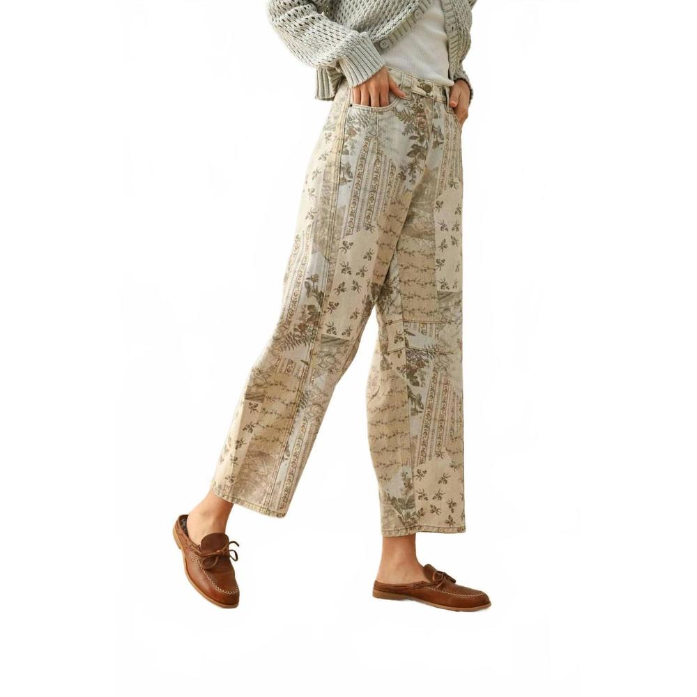 NEW MIOU MUSE garden print barrel pants in ecru - Picture 3 of 5
